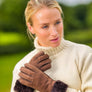 SHEEPSKIN CUFF GLOVES BROWN